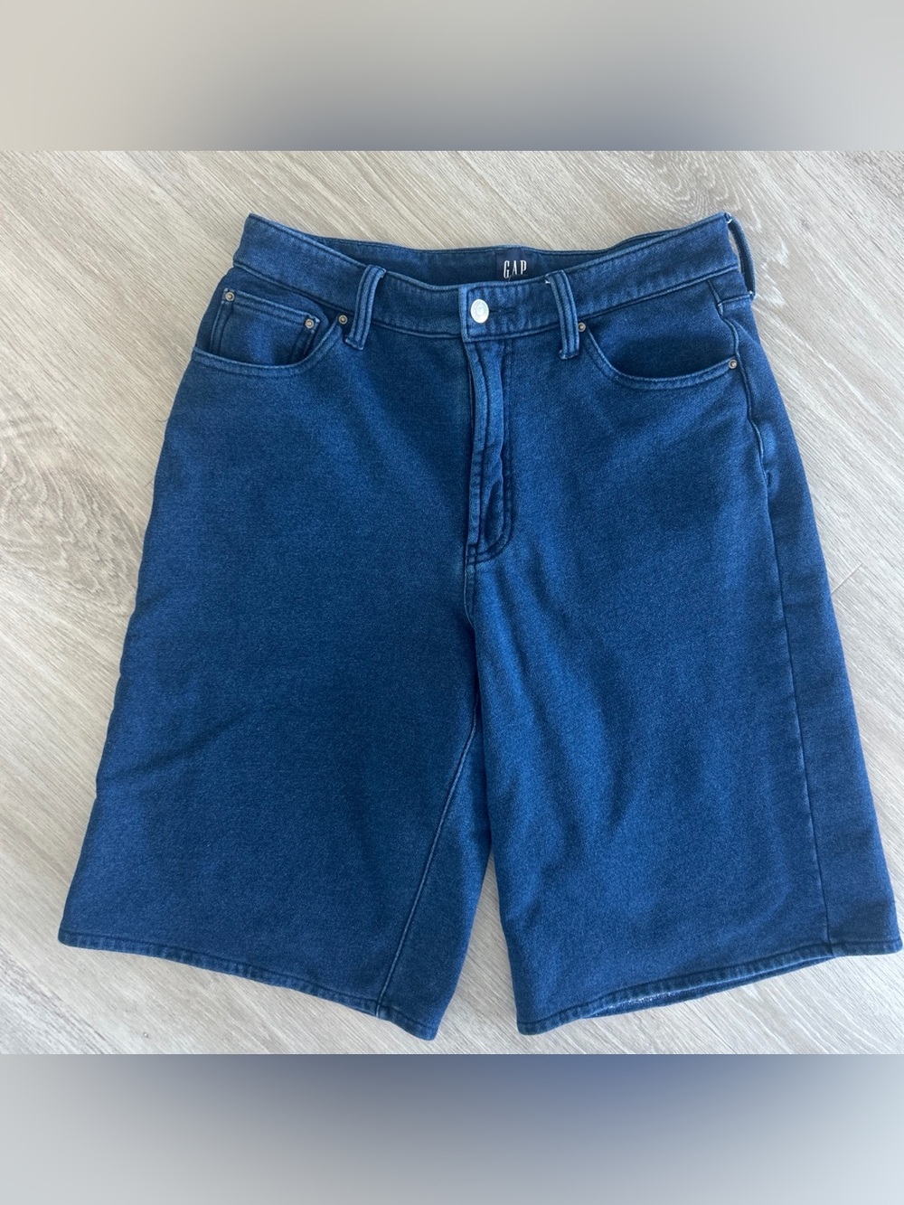 GAP jorts Indigo Longline Terry Shorts Boyfriend Boho Y2K Womens M Tall